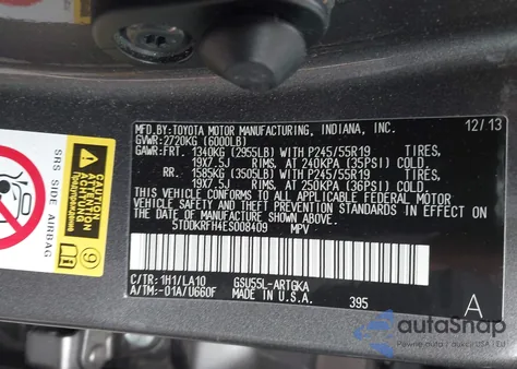 2014 Toyota Highlander Limited Platinum V6 from USA, damaged, VIN 5TDDKRFH4ES008409